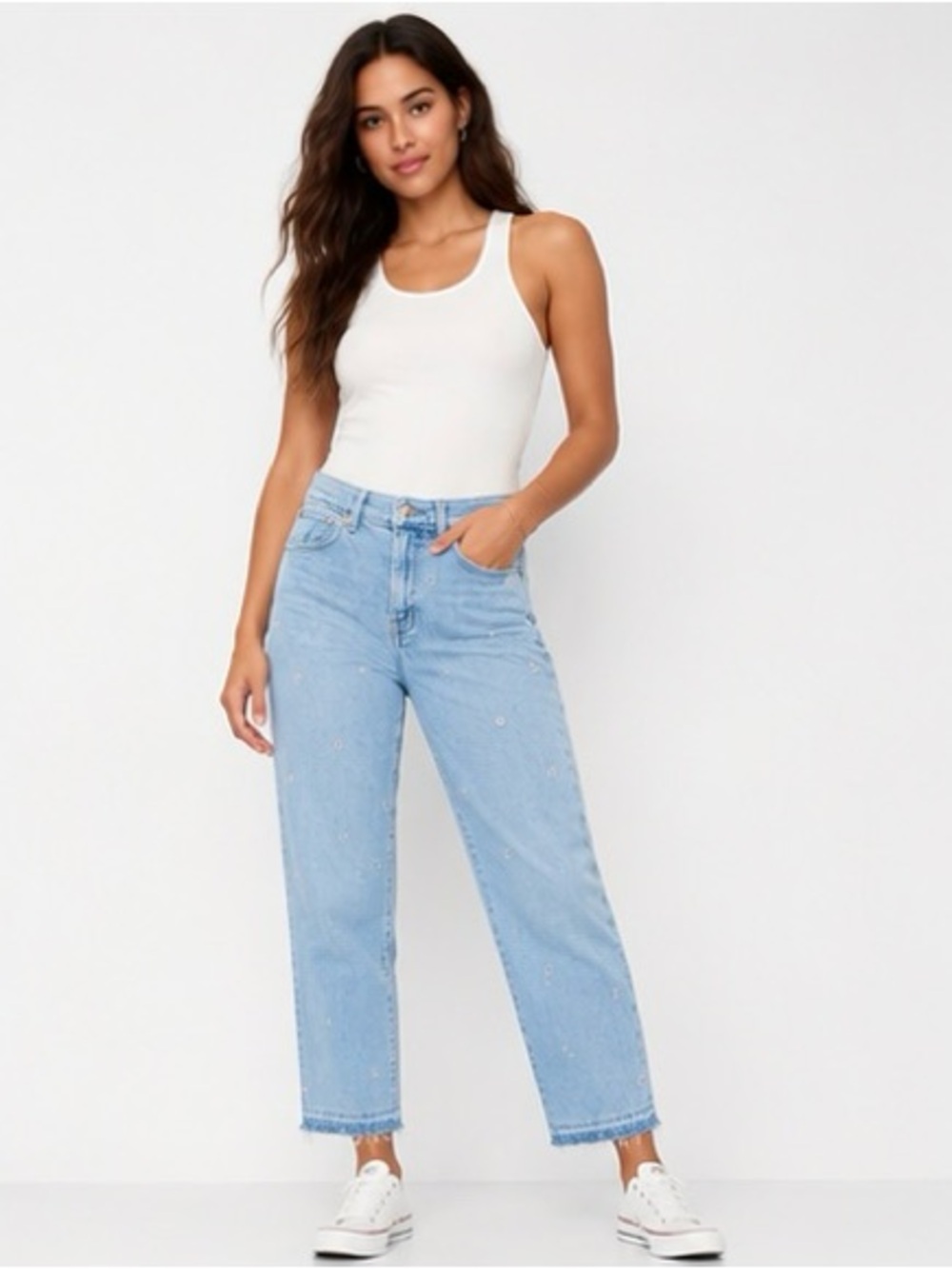 GAP Denim Girlfriend Jeans | Floral Embroidered Crop Jeans | Size 4/27
